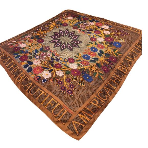 VTG Ellen Tracy “America the Beautiful” Silk Scarf - Picture 3 of 4